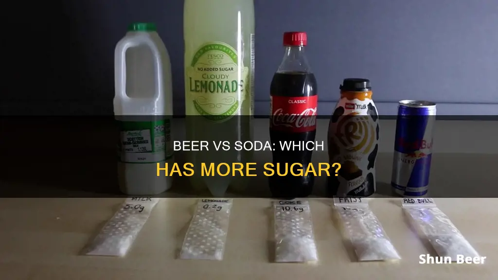 does beer have more sugar than soda