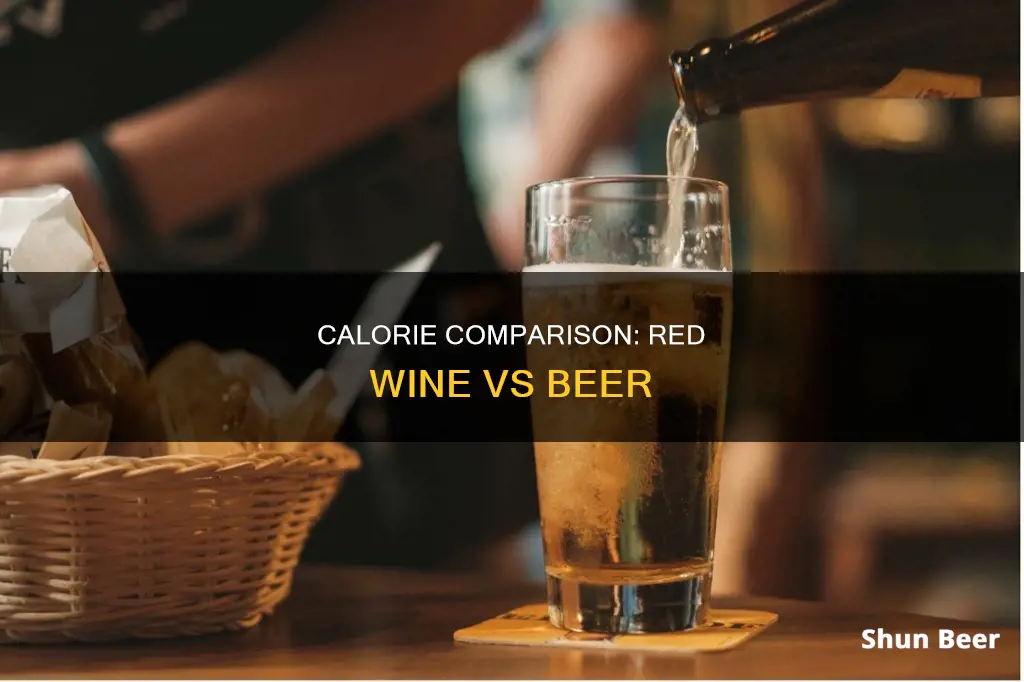 how many calories in red wine compared to beer