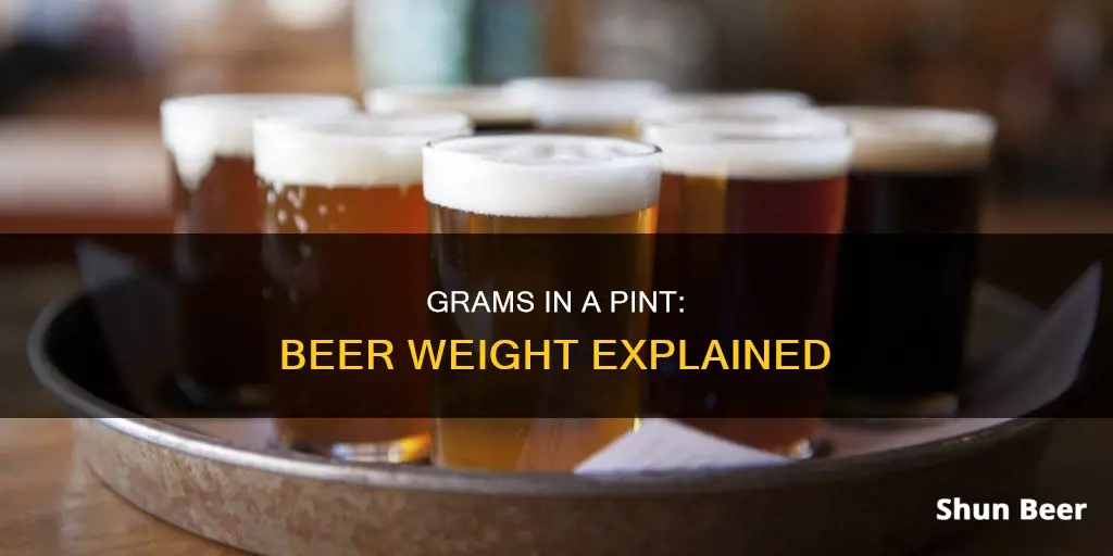 how many grams in a pint of beer