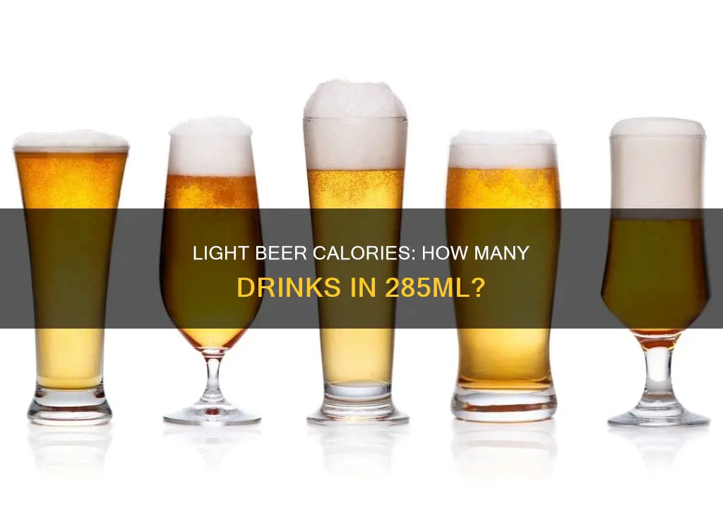 how many standard drinks in 285ml of light beer