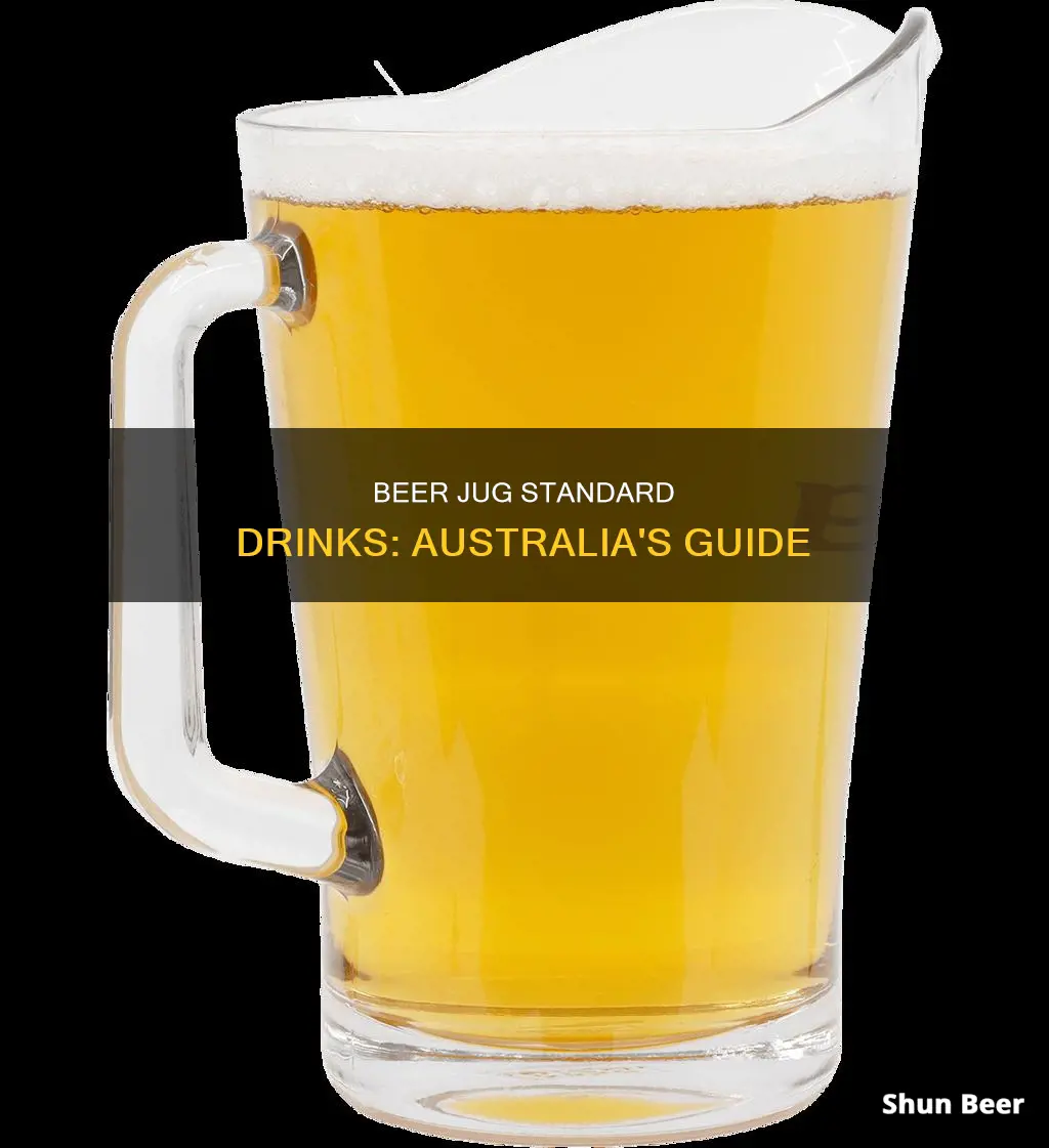 how many standard drinks in a jug of beer australia