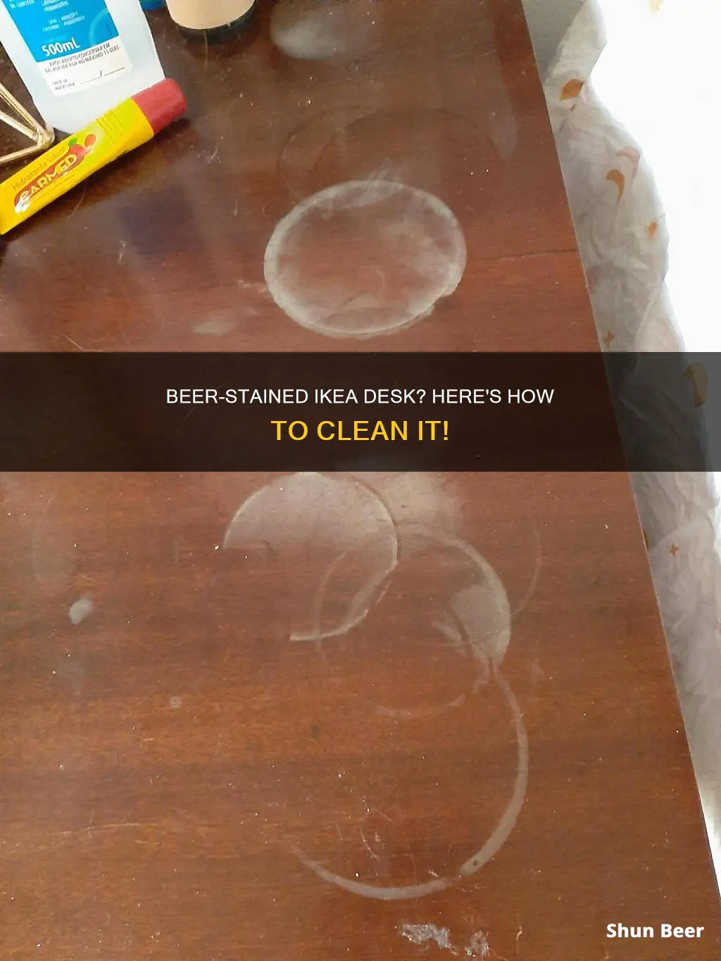 how to clean beer off an ikea desk