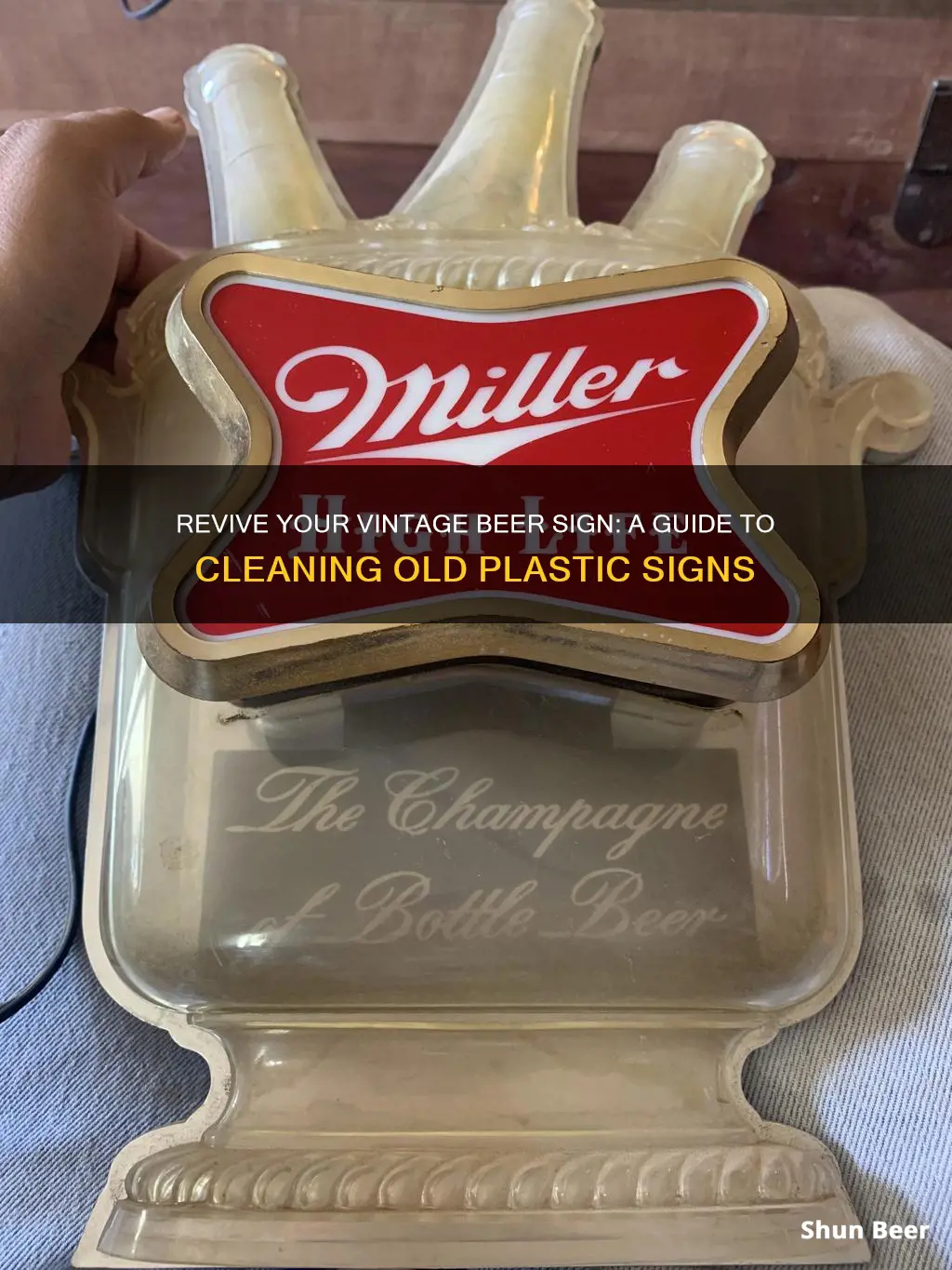 how to clean old plastic beer signs