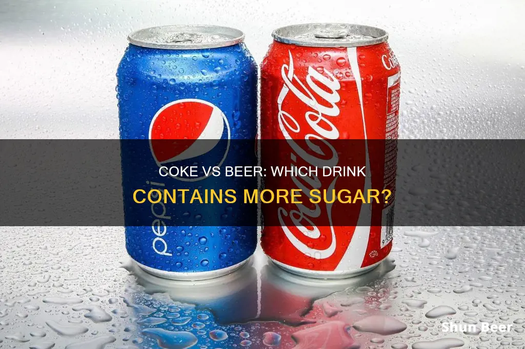 what has more sugar coke or beer