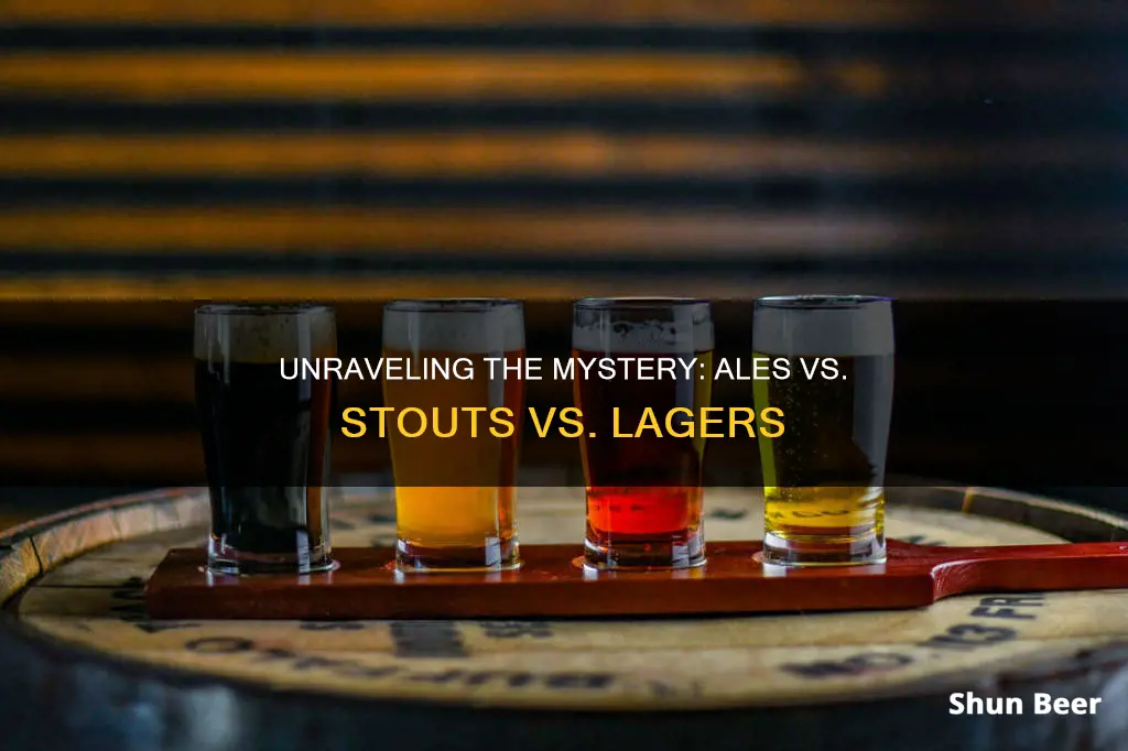 what is the diffeence between ales stouts and lager beers